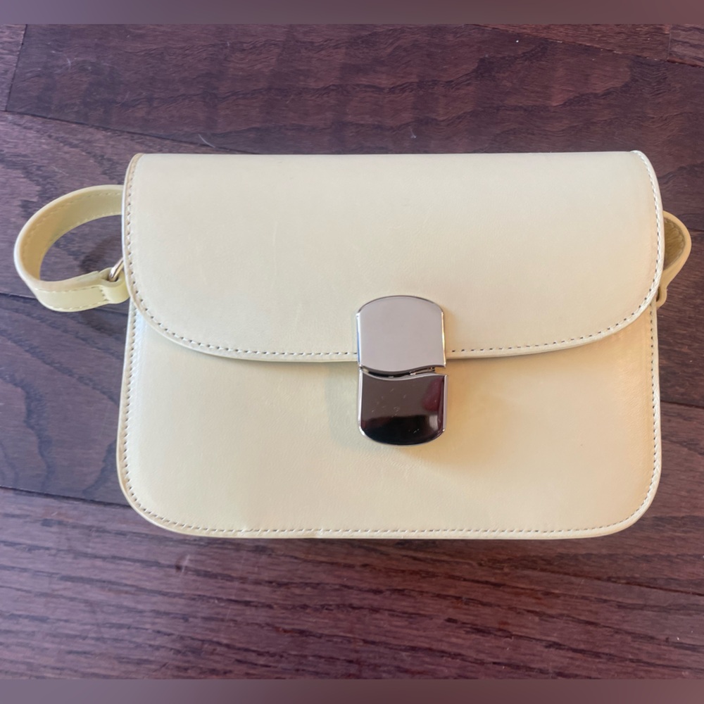 Sezane Mini Milo Classic Pastel Bag. Butter Yellow color